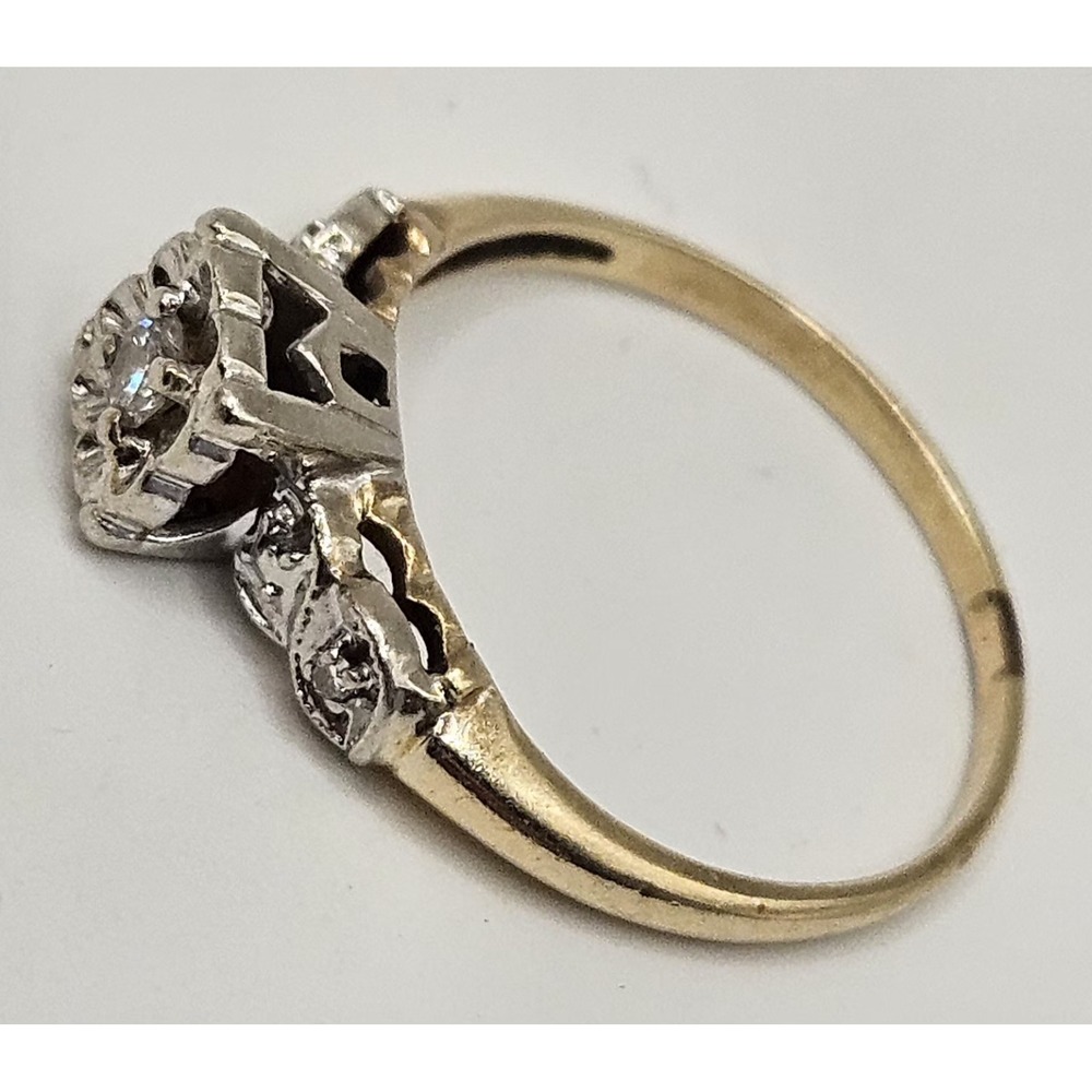 Vtg 14K Yellow Gold Diamond Ring 2.3g Fine Jewelry Size 7 - Picture 4 of 16